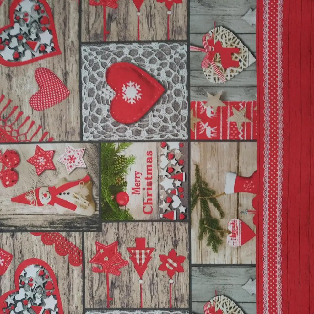 
Merry Christmas Poinsettia Scroll Printed Fabric Table cloth for Kitchen Dining Room Restaurant Party Decoration 