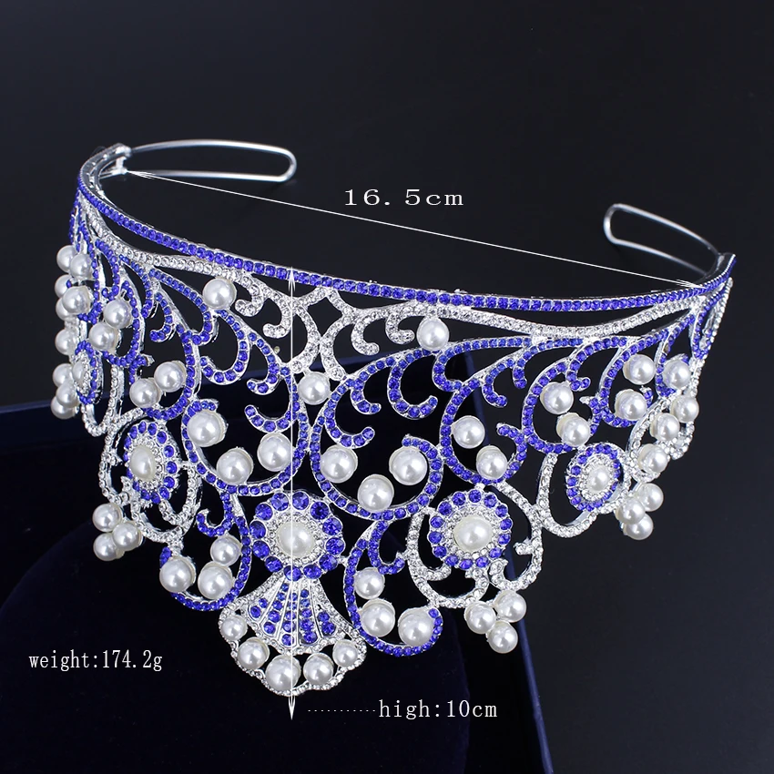 2018 New design luxurious bride hair accessories wedding large head crown with pearl