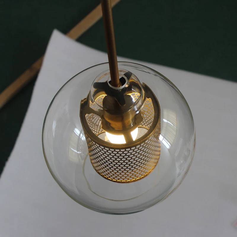 Nordic romantic personality living room iron E27 crystal chandelier pendant lamp