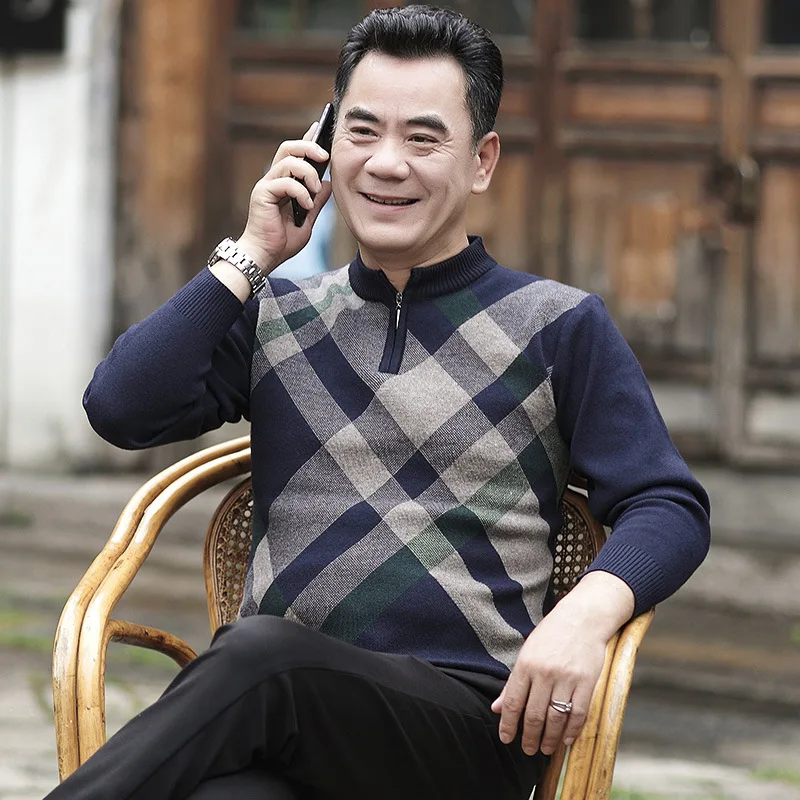 2019 Новое поступление старый человек zip пуловер свитер