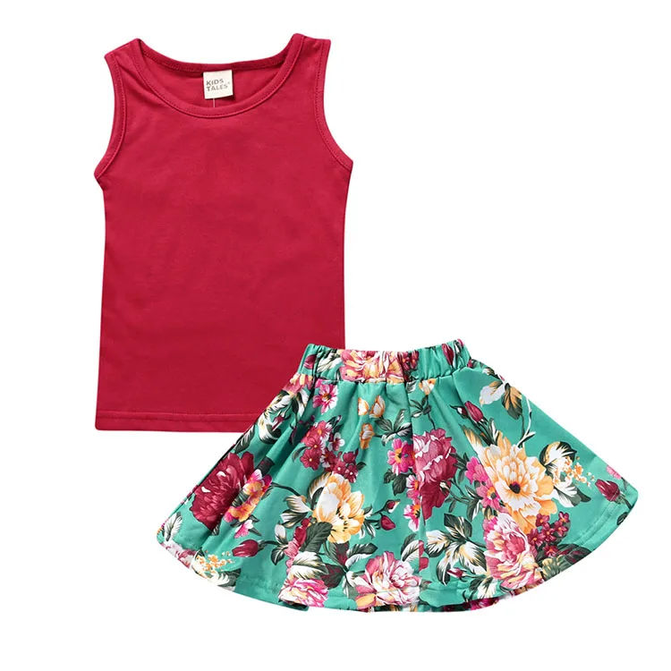 Kids fashionable clothing floral girls boutique clothing summer korean dress clothing for girls