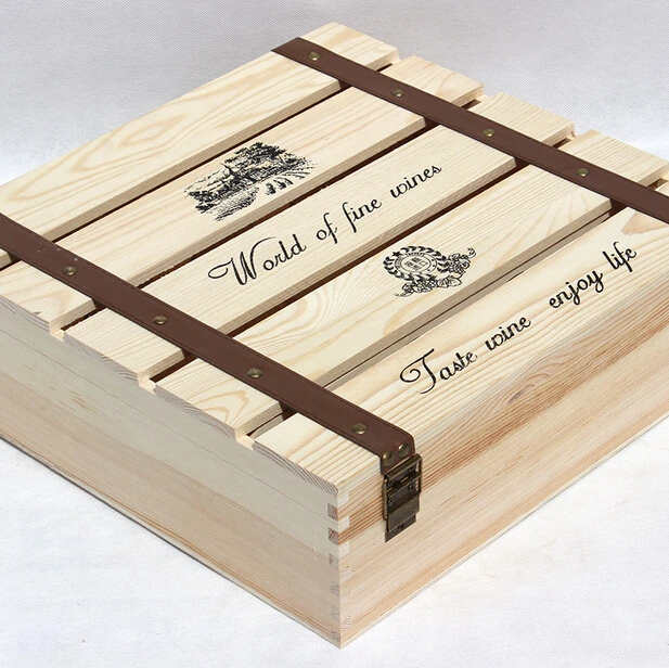 Wholesale Custom Unfinished Wood Wine Gift Boxes Storage Carrying Case