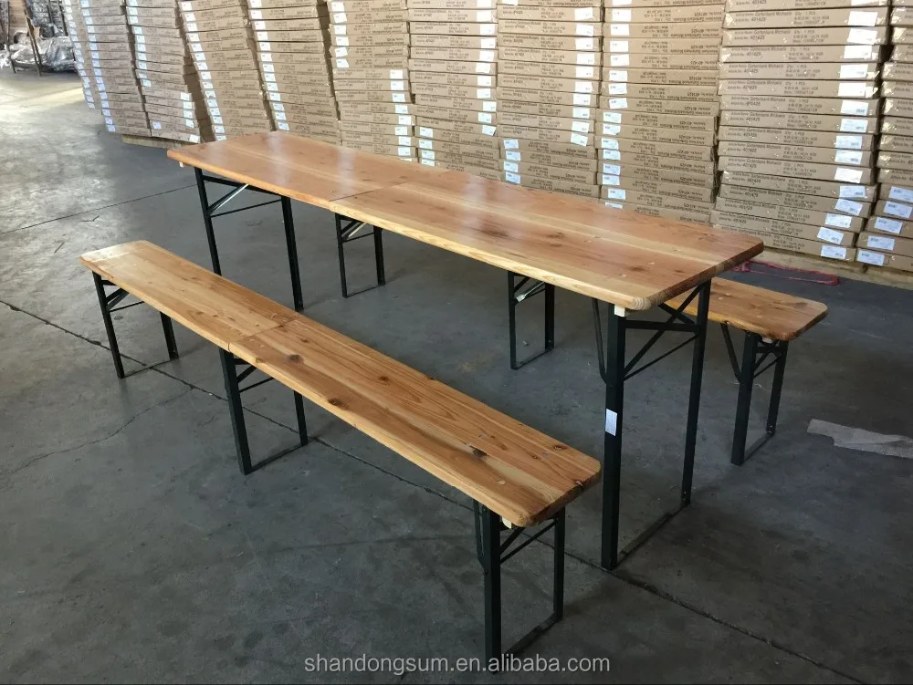 Wooden Folding Beer Table Bench Set Trestle