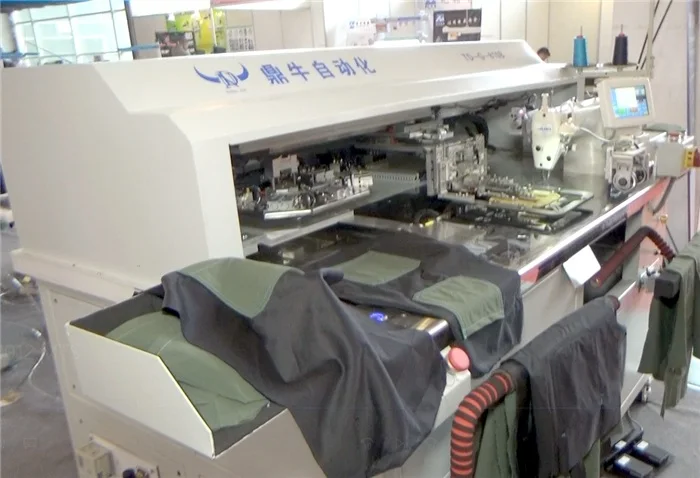 high speed industrial sewing machine to patch pocket on jeans knit fabric material automatically