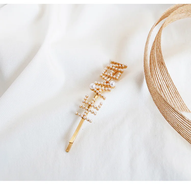 XL1-1 Trade assurance INS pearl letter smiley hairpin network red girl hairpin clip bangs clip Korea word clip hair accessories