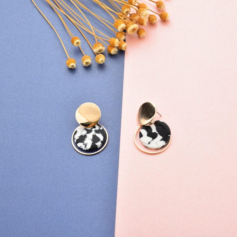 
Handmade Original Design Candy Color Plastic Acetate Board Earrings Bright Color Fashion Simple Stud Earrings 