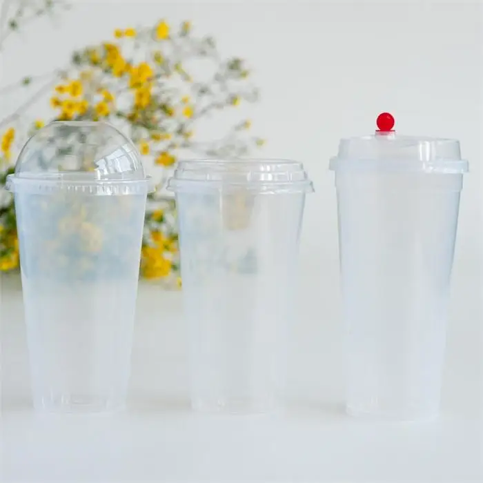 
disposable transparent 500ml print logo light plastic cup for coffee 