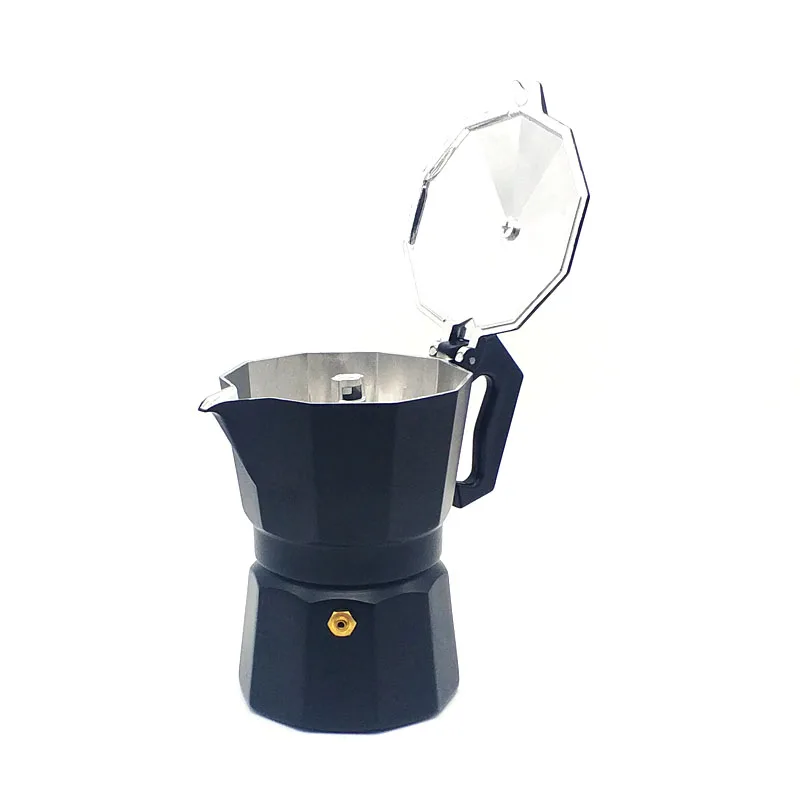 factory price 3-cup aluminum black color italian coffee maker