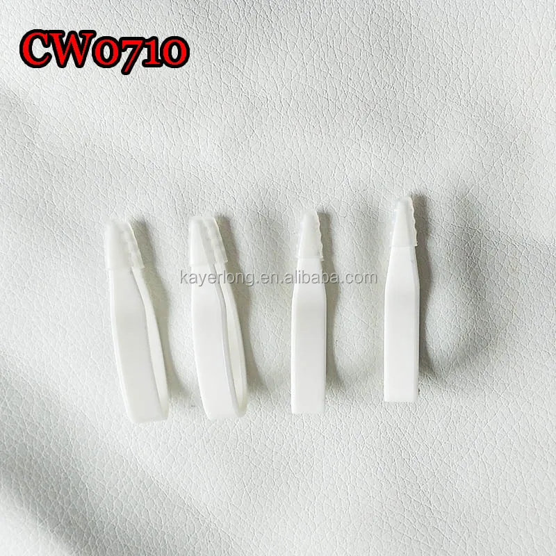 CW0710 wholesale small plastic white tweezers 42mm contact lens protect