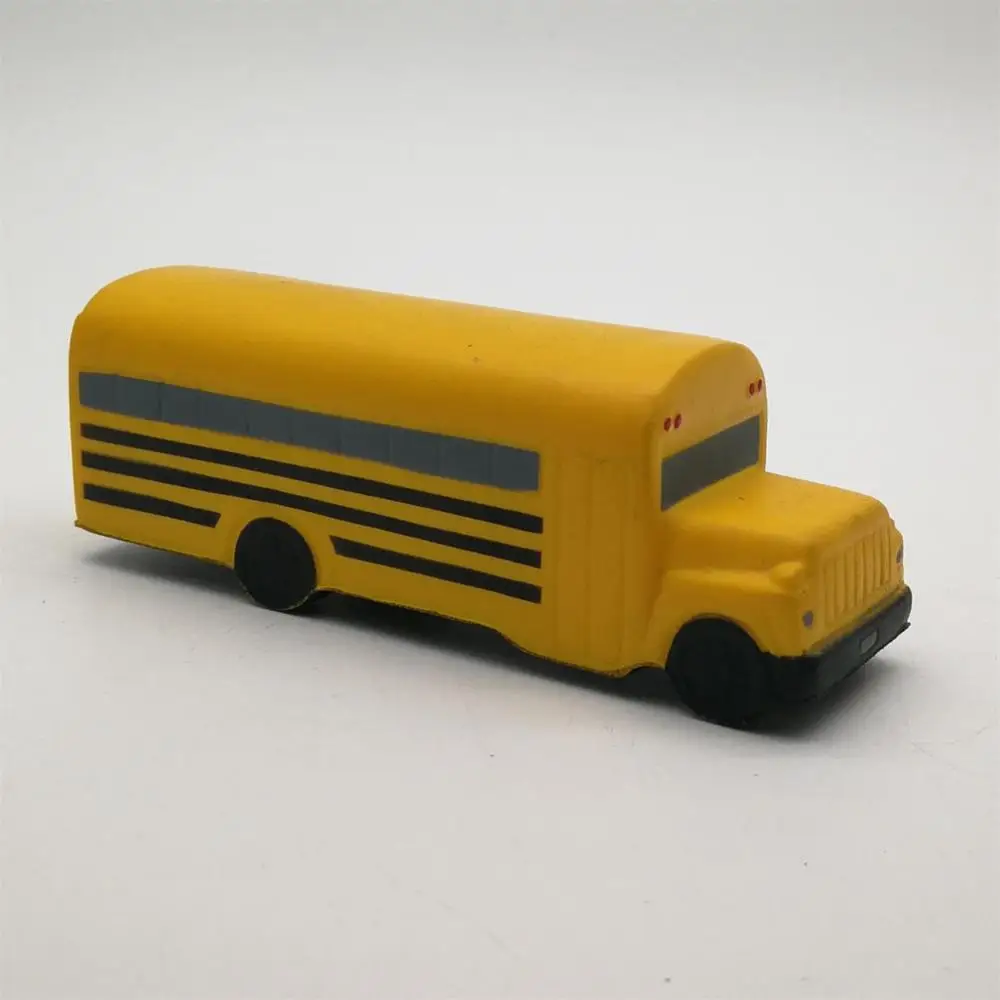Hot sale Promotional PU Stress Reliever and Foam Squeeze Transportation Toy School Bus with customized logo