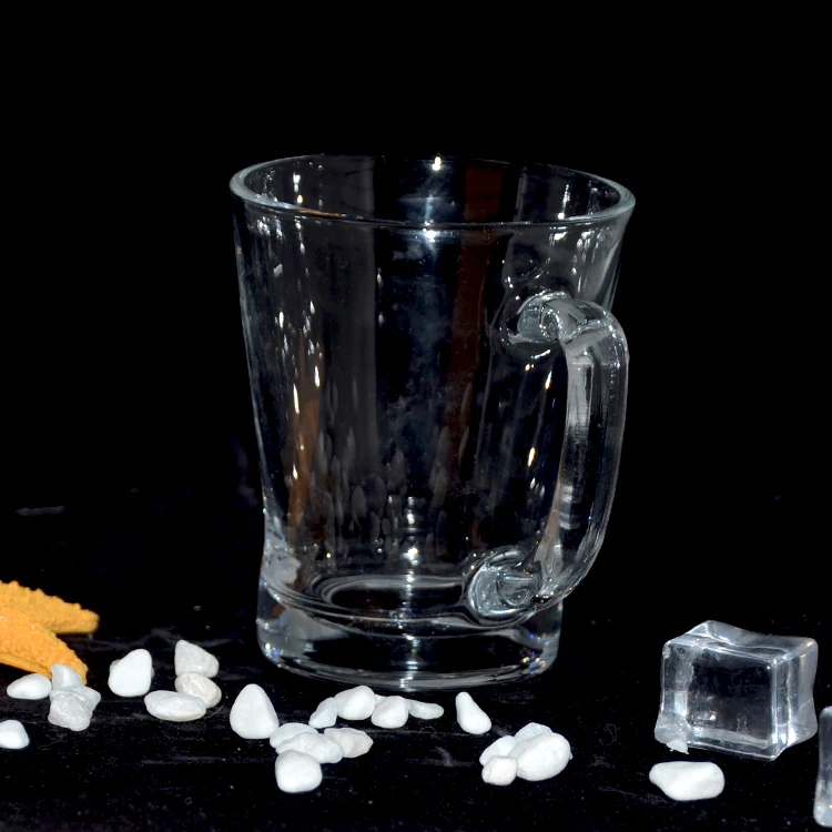 
machine pressed glass tea cups Coffee Cups with handle 