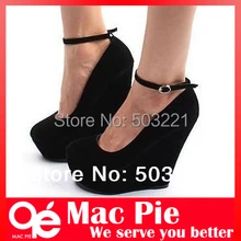 Brand sexy fashion women’s genuine Platform high heels Wedges Buckle shoes Free Shipping