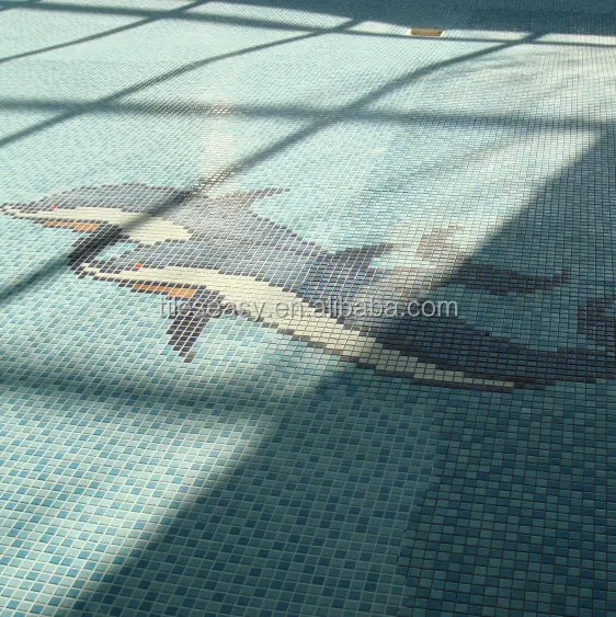 swimming pool tile dolphin