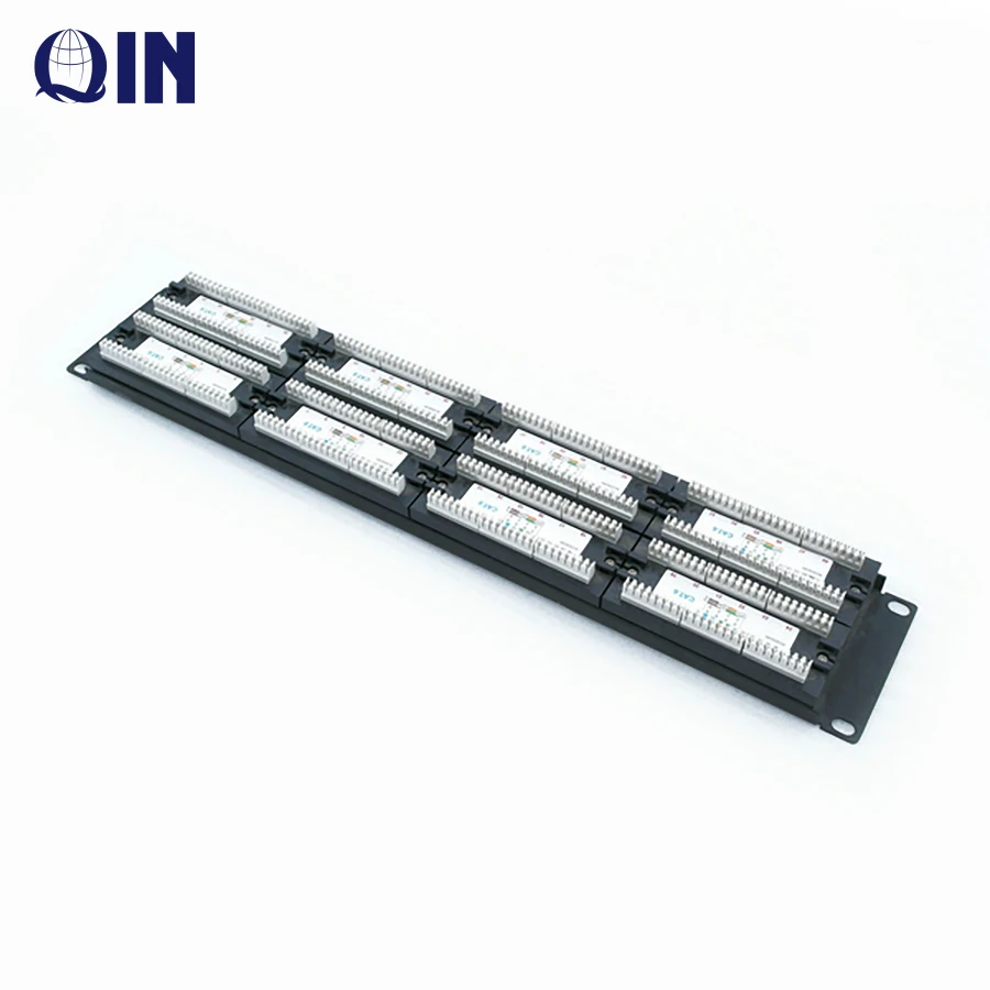 Qin best seller 19 inch rack mount 2U 48 ports UTP Cat5e Patch Panel