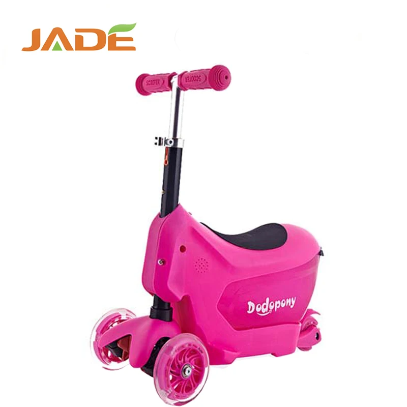 Plastic kids pedal kick scooter with seat for sale/ wholesale 3 PVC wheel kids scooter from china