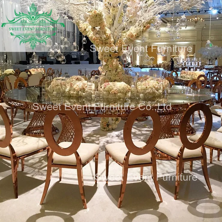 Sweet foshan furniture oval back stainless steel hotel banquet chair