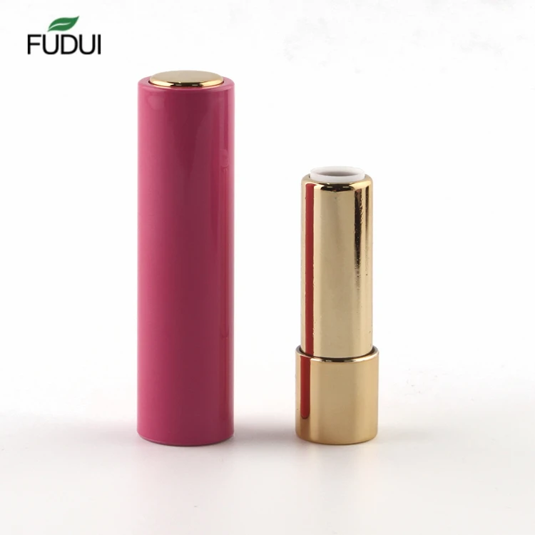 
FUDUI factory direct sales High quality color push type gold now round metallized fashion customize mini empty lipstick tube 