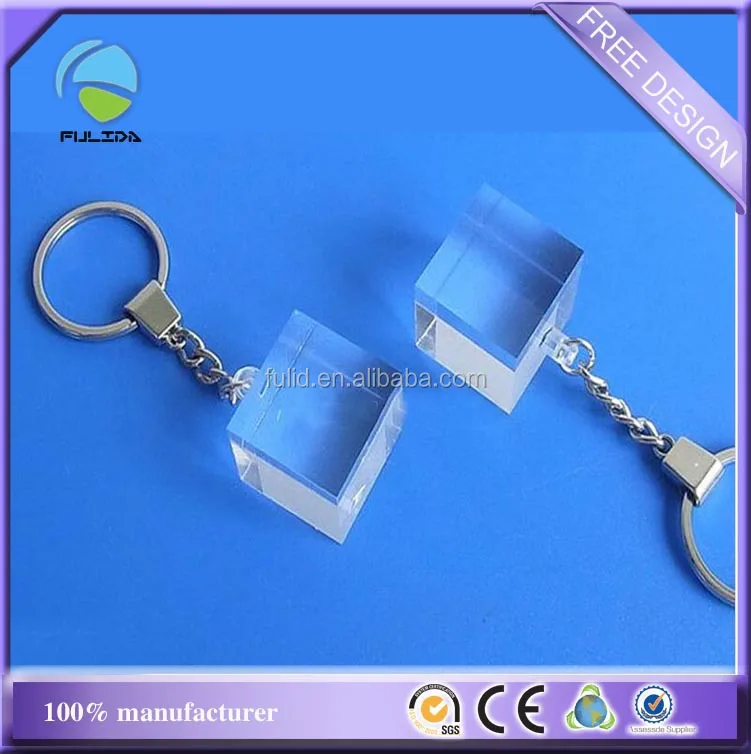 Сделанный на заказ прозрачный кубический акриловый пластиковый брелок