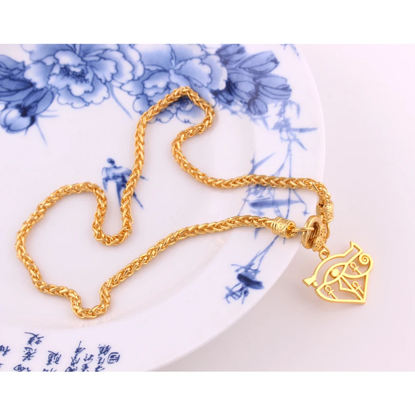 N413 Trade Assurance Egyptian Eye Of Horus Cross Charms Pendant Religious Gold Colour Necklace