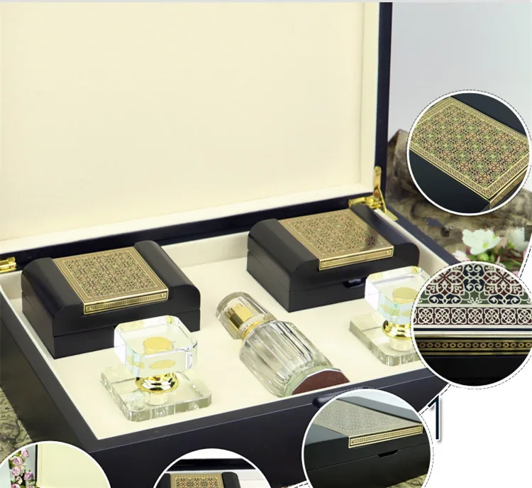 Customized Factory Price Arab Noble High Grade Lacquer Finish Wooden Perfume Bottle Box