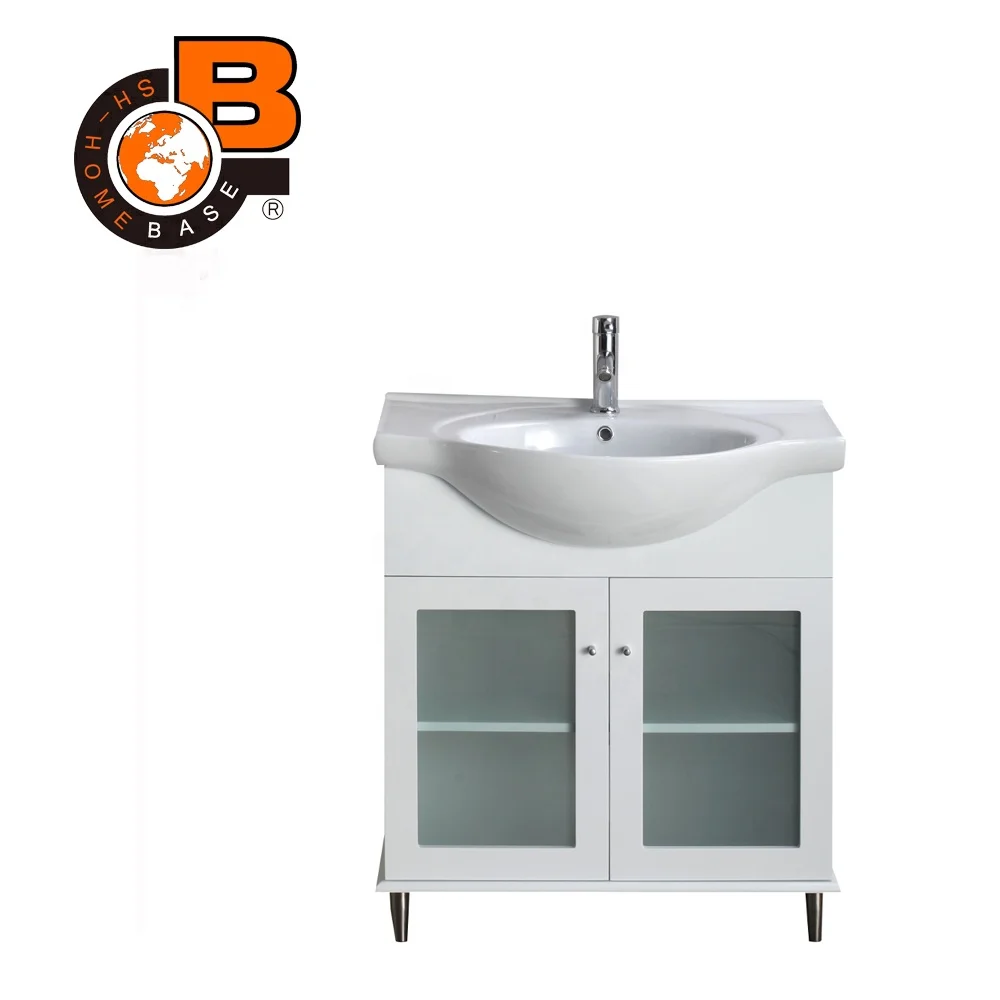 
30 inches White Transitional Bathroom Vanity with White Integrated Ceramic Sink 