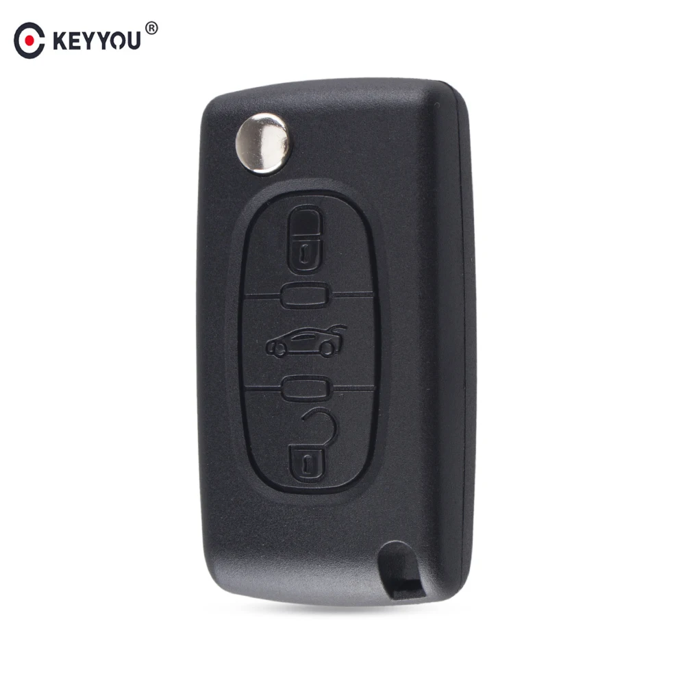 Раскладной чехол для ключей KEYYOU с 3 кнопками и дистанционным управлением, чехол-брелок для Peugeot 407 307 607 CE0523, чехол для ключей без канавки