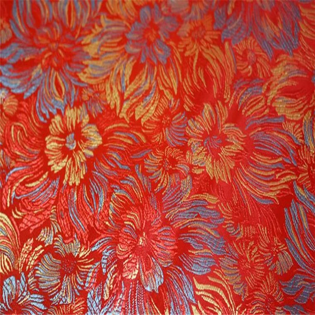 
Hangzhou Fabric 100 Polyester Jacquard Brocade Silk Fabric for Suit Chinese Clothing 