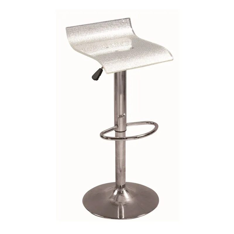 acrylic seat chrome metal base adjustable footrest low back bar chair stool