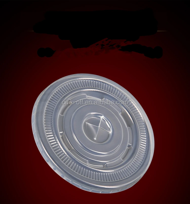 
plastic cold drink juice flat PS lid with straw hole 