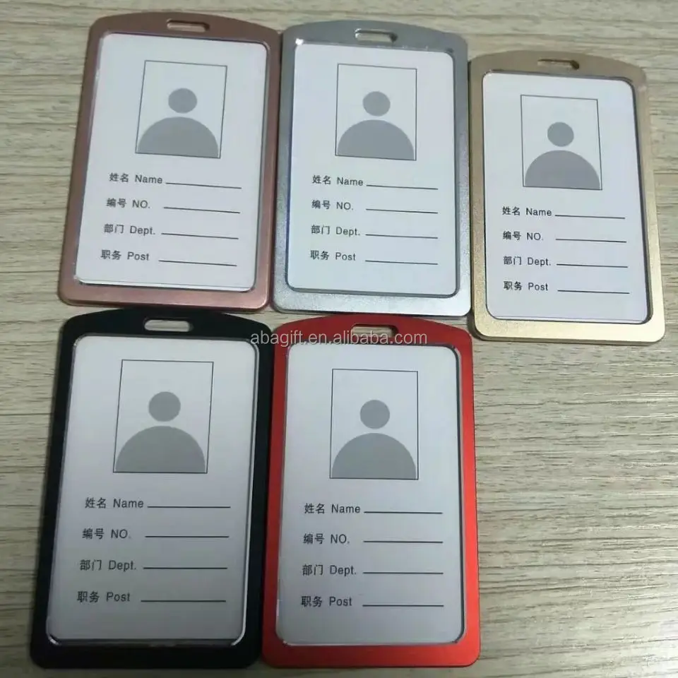 Vertical shape stainless steel card holder for id badge