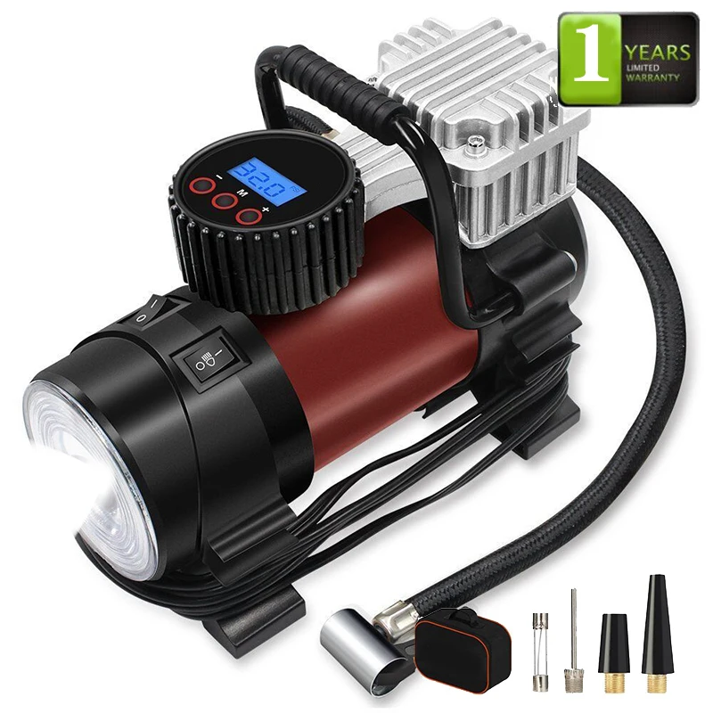 Car Auto Air Compressor with Preset Tyre Pressure and Inflate Auto Stop Function Car Wheel Tire Inflator Pump 12V Digital