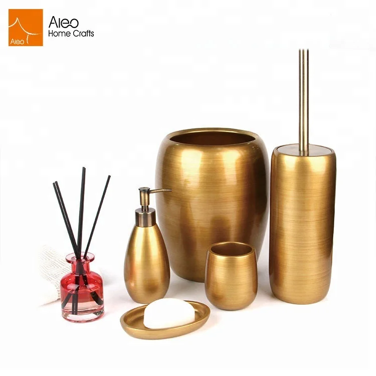 5 шт Роскошная золотая бутылка лосьона/набор мыльницы/Аксессуары для ванной комнаты из смолы