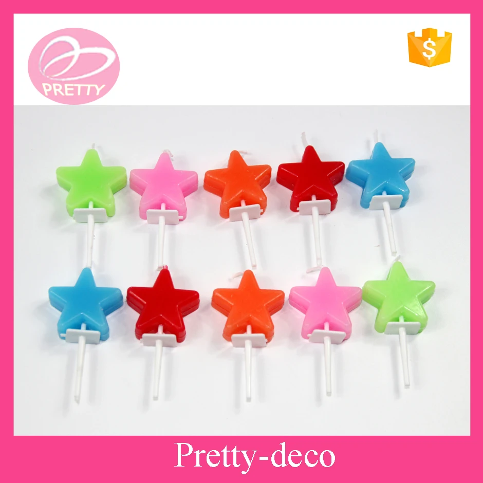 2016 factory directly multi colored star shape stick birthday candle