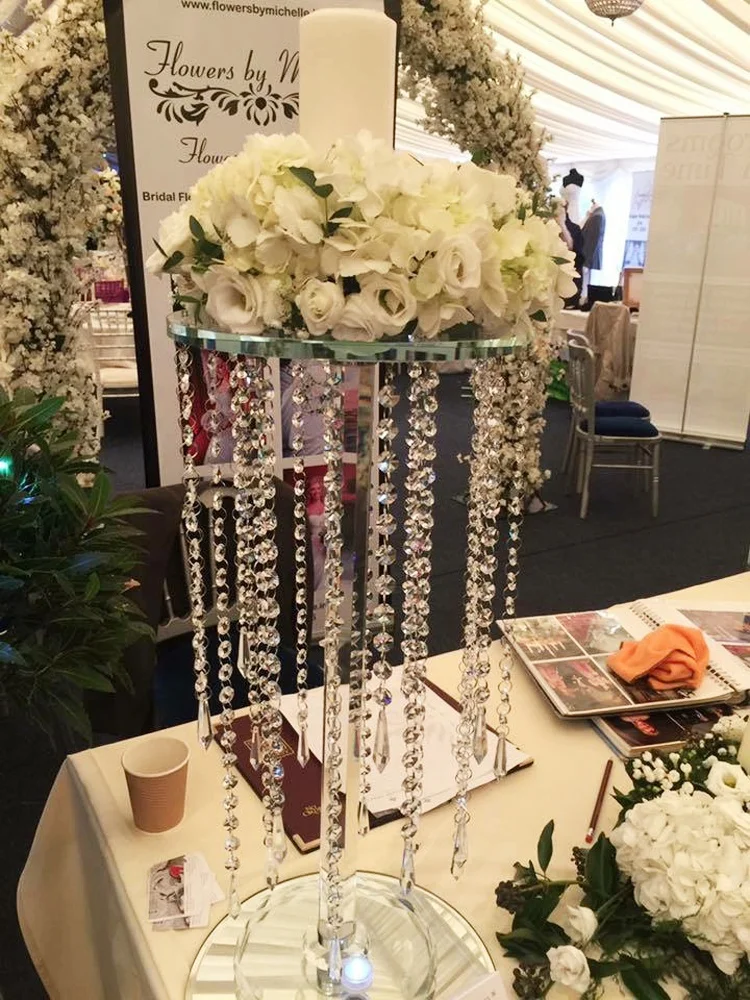 wholesale chandelier wedding road crystal flower stand for table center piece