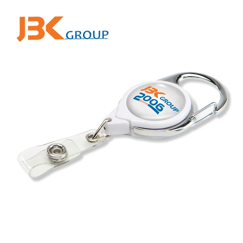 JBK sell Promotional Carabiner Retractable Badge Reel Holder Backside Metal Clip With Metal