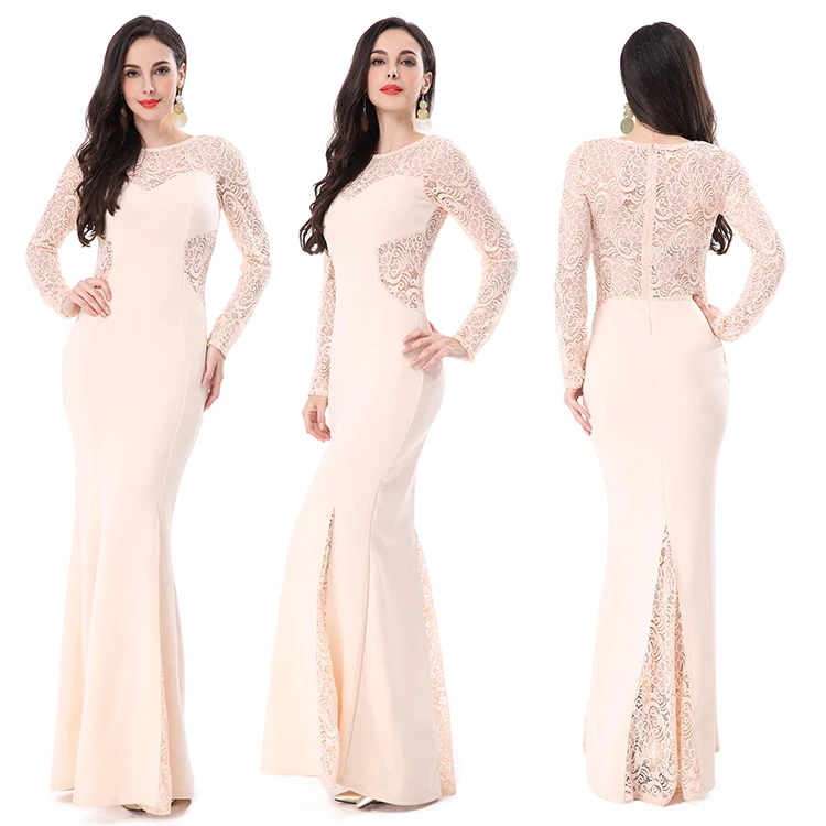 Fashion Lace Maxi Soft Elegant Evening Dress Women