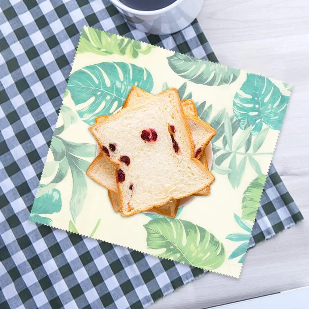 Amazon Best Sale Reusable Beeswax Food Wrap Green Leaves