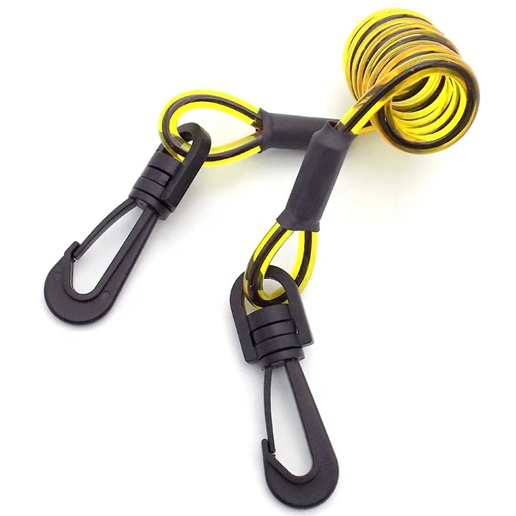 OEM high quality Safety Coiled Spring Tool Lanyard Wire With Plastic Snap Hooks for safety