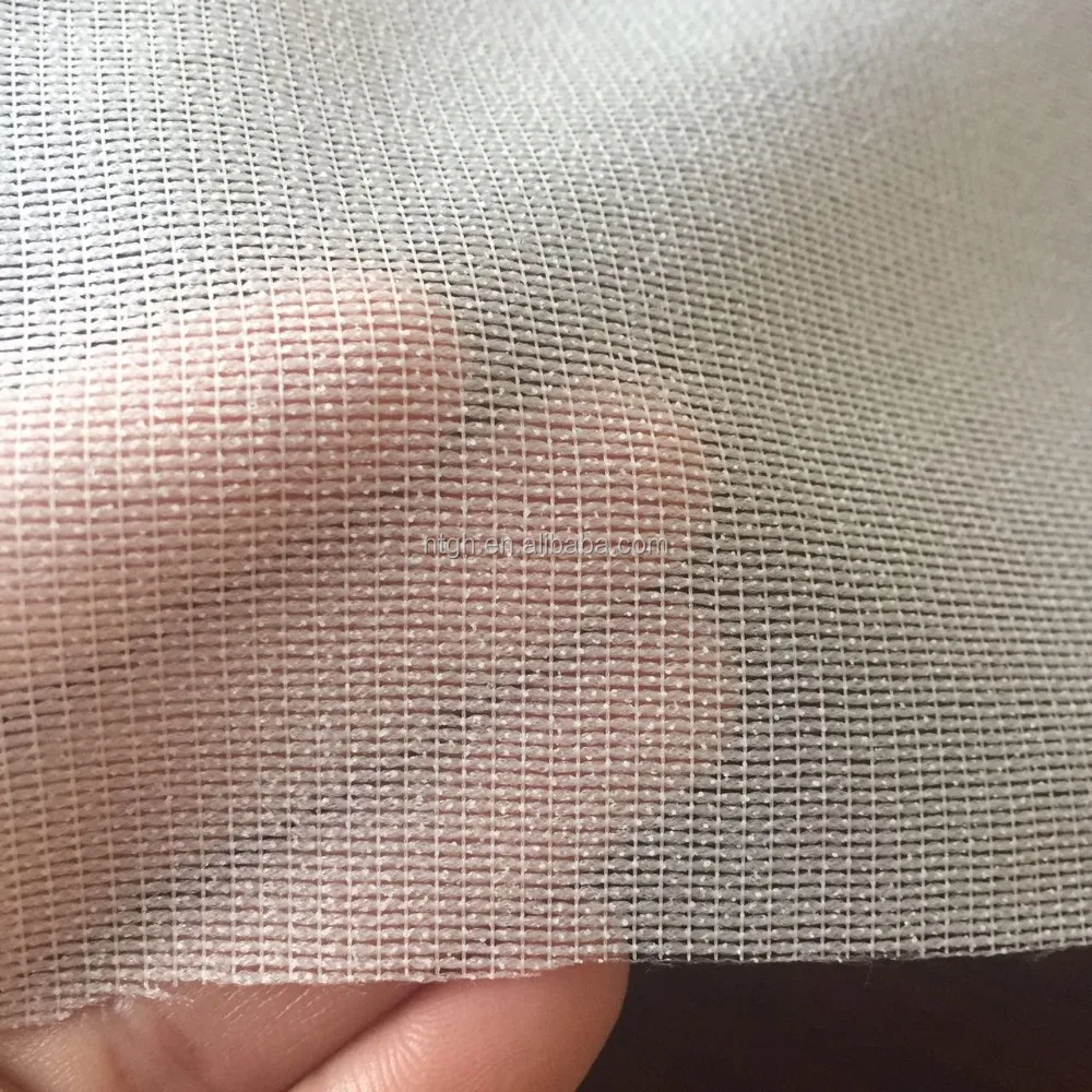 Factory recycled in stock weft insertion polyester mesh interlining fabric for garment