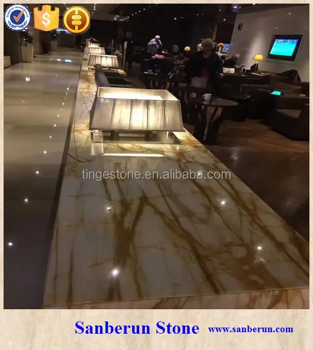 Perfect Italian giallo siena marble slab for countertop