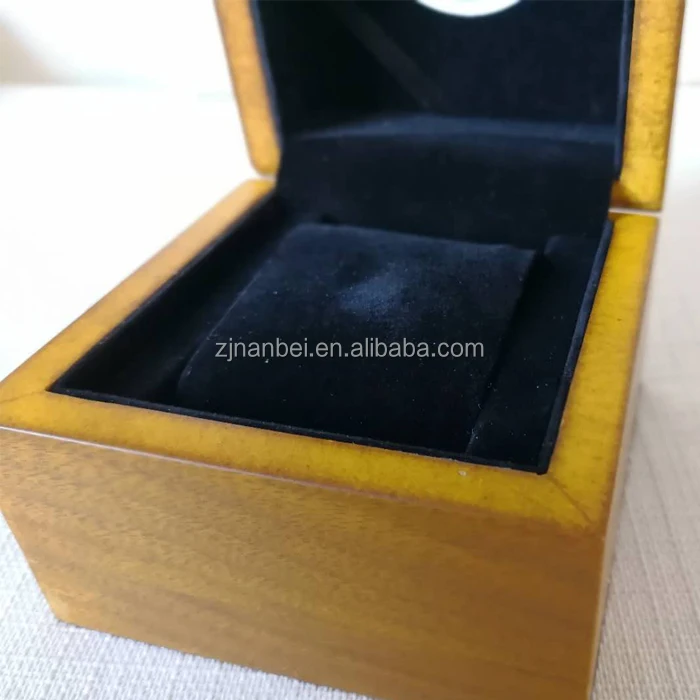 2024 Custom logo luxury walnut watch box black velvet lining wooden watch boxes
