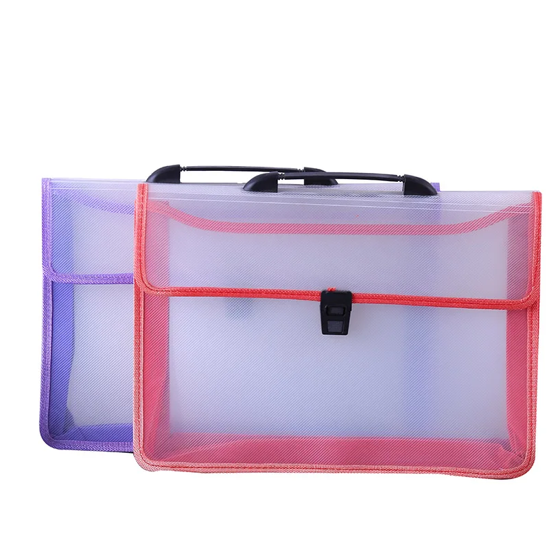 A4 pp document envelope bag plastic file folder with handle and fastener closure