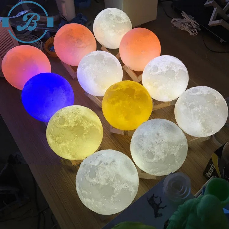 Blue tooth Moon Light LED Charger Creative Remote Control Dimming Bedroom Bedside Light 3d print lunar lamp