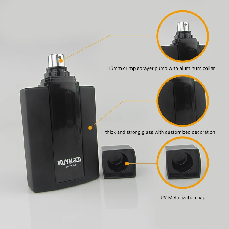 50ml Black Cologne Perfume  Bottle luxury glass for men