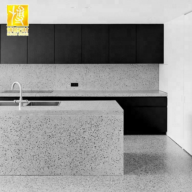BOTON STONE Popular Artifical Terrazzo Kitchen Countertop Prefab Terrazzo Countertop White Terrazzo Countertop