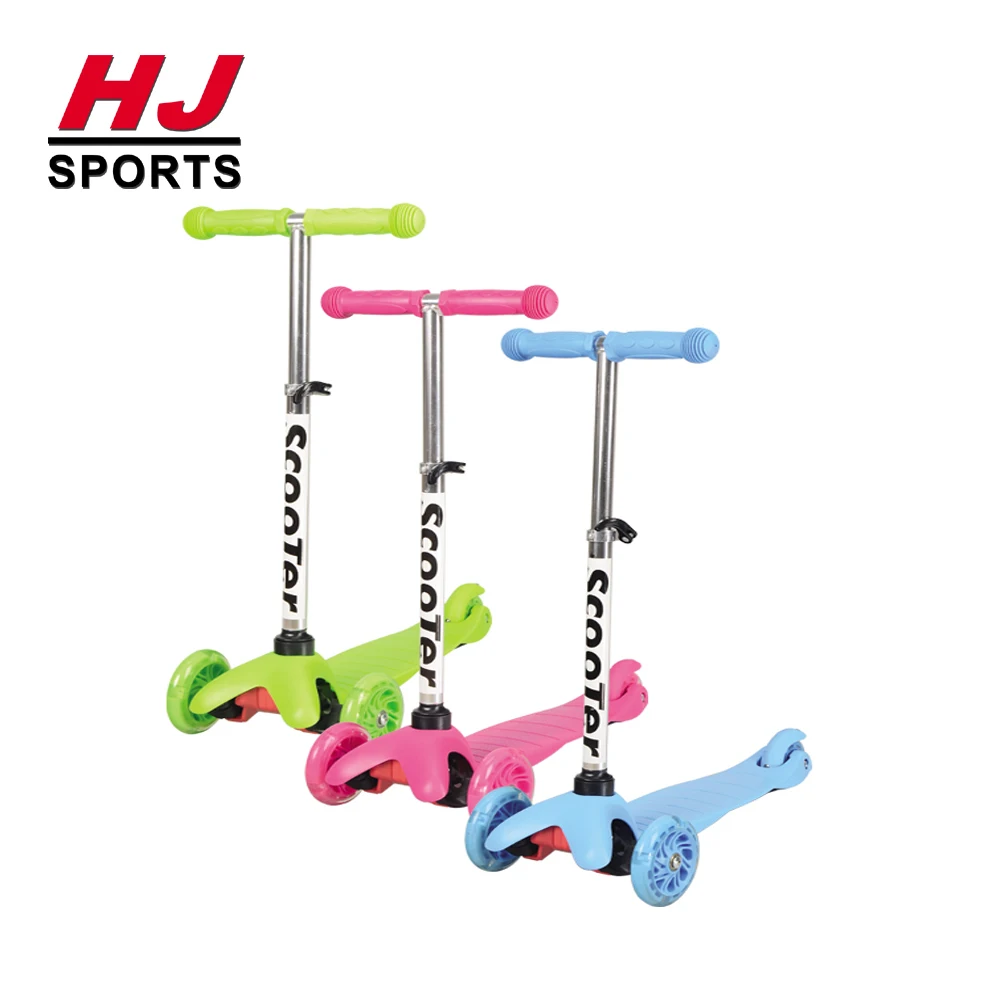 HJ-F063 HUIJUN 3 PU Wheels Mini adjustable T-Bar Scooters LED Wheels kick Scooters