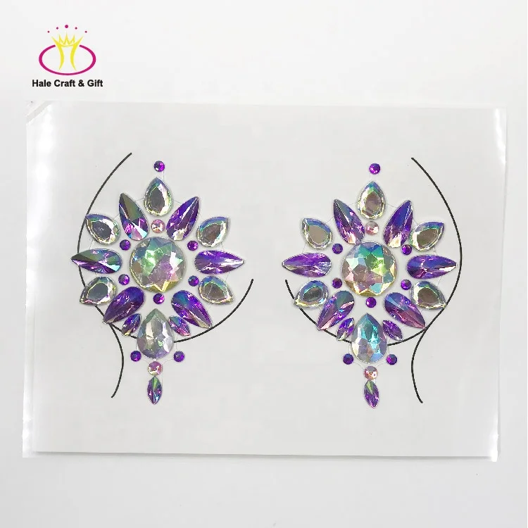 Glitter Rhinestone Crystal Stick On Face Body Art Nipple Jewels Chest Gems Tattoo Sticker