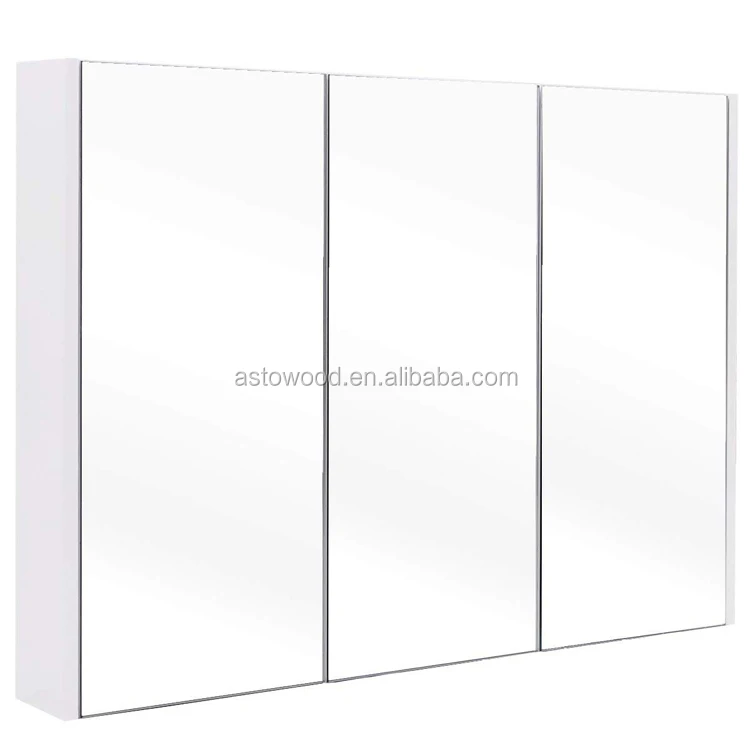 Wide Wall Mount Mirrored Bathroom Medicine Cabinet Storage 3 Mirror Door