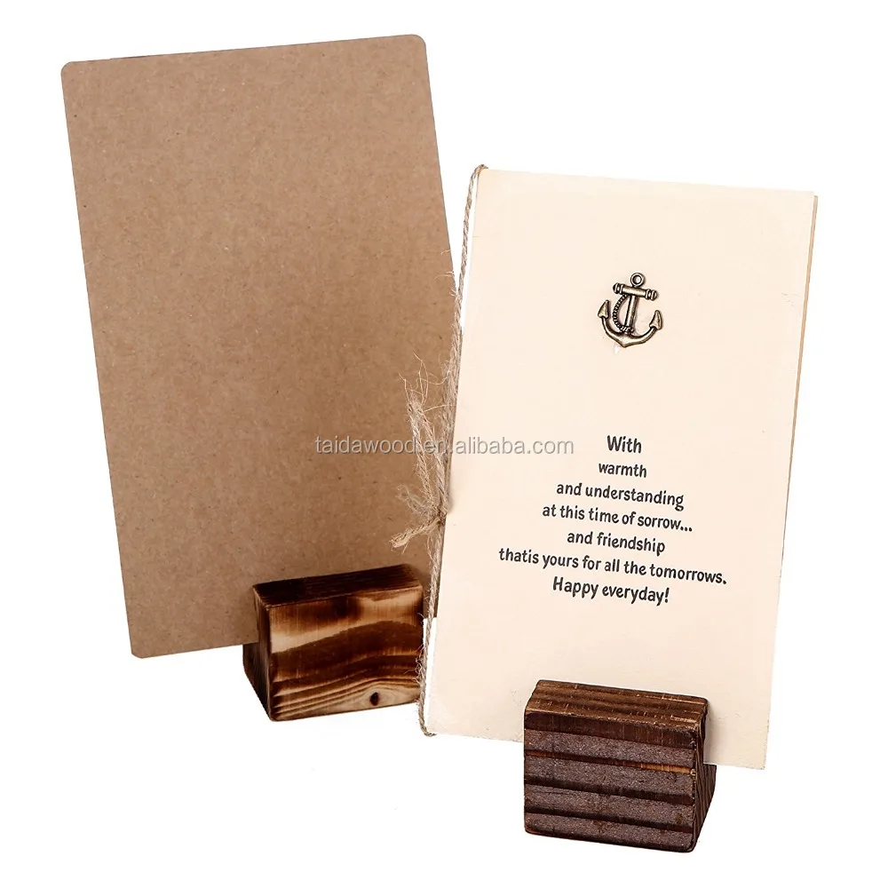 Rustic Wood 2 Inch Place Card Holders, Table Number Stands