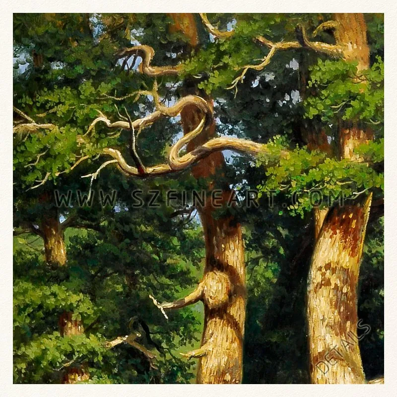 Oak Wood, 100% Handmade Landscape Oil Painting Canvas Reproduction of Ivan Ivanovich Shishkin